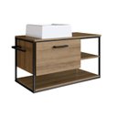 Ver imagem 4 de Gabinete Suspenso para Banheiro 80cm com Cuba Marrom/Preto/Mel