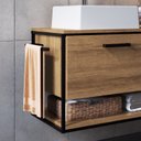 Ver imagem 5 de Gabinete Suspenso para Banheiro 80cm com Cuba Marrom/Preto/Mel