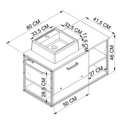 Gabinete Suspenso para Banheiro 80cm com Cuba  - 6