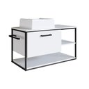 Ver imagem 4 de Gabinete Suspenso para Banheiro 80cm com Cuba Branco/Preto