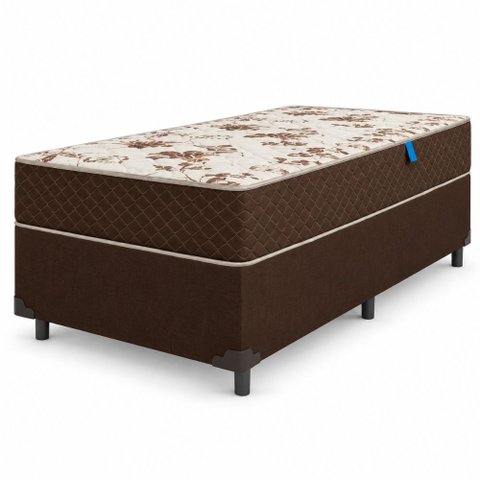 Cama Box Solteiro Colchão Espuma D33 Marquês 88x188x57cm Marrom Umaflex