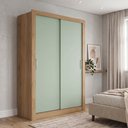 Ver imagem 2 de Guarda Roupa Solteiro 2 Portas de Correr 1 Gaveta Cor Flex City Yescasa Capuccino/Off White/Verde Menta