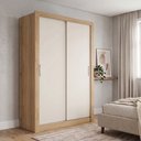 Ver imagem 1 de Guarda Roupa Solteiro 2 Portas de Correr 1 Gaveta Cor Flex City Yescasa Capuccino/Off White/Verde Menta