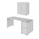Ver imagem 4 de Mesa para Escritório com Balcão e Armário Aéreo Office sem Gavetas MDP 170cm Cinza F5 Office