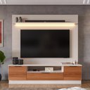 Ver imagem 7 de Estante Home para TV até 75” Noble 360cm com 4 Cristaleiras LED e Portas Reflecta Off White/Jequi