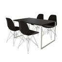 Ver imagem 6 de Mesa Industrial Base Ferro Branco Tampo 137X90 Preto 4 Cadeiras Ferro Branco Assento Preto Preto