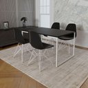 Ver imagem 1 de Mesa Industrial Base Ferro Branco Tampo 137X90 Preto 4 Cadeiras Ferro Branco Assento Preto Preto