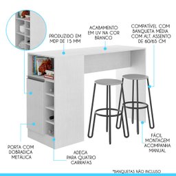Bancada Ilha de Cozinha 136 X 92 Cm Nicho Adega Mdp Branco 0535 Menu - 2
