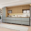 Ver imagem 1 de Cozinha Completa Modulada 7 Peças 10 Portas 7 Gavetas Norten Verde/Nature