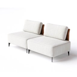 Sofá Dream Box 1,60m em Boucle Alaska Natural e Corino Durango Terracota - Home Mobily - 1
