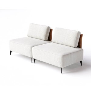 Sofá Dream Box 1,60m em Boucle Alaska Natural e Corino Durango Terracota - Home Mobily