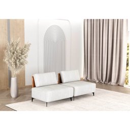 Sofá Dream Box 1,60m em Boucle Alaska Natural e Corino Durango Terracota - Home Mobily - 2