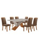 Ver imagem 1 de Mesa de Jantar Yasmin 180cm Tampo MDF Vidro Canto Copo com 6 Cadeiras Aline Moderna Mobília