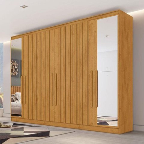 Guarda-roupa Casal Oxford 6 Portas 6 Gavetas com Espelho Ripado 100% Mdf Peroba - Mademarques