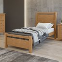 Ver imagem 1 de Cama de Solteiro Cabeceira com Detalhes Curvos Madeira Reali Plus Amêndoa Clean