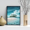 Ver imagem 1 de Quadro Decorativo Praia - Ilha 24x18cm - com Vidro:moldura Branca