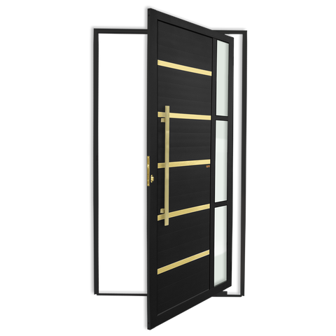 Porta Pivotante Lambril Miraggio c/Puxador e. Super Preto Dourado 120 Brimak