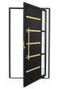 Ver imagem 1 de Porta Pivotante Lambril Miraggio c/Puxador e. Super Preto Dourado 120 Brimak