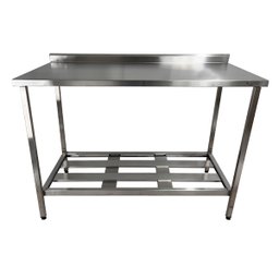 Mesa Aço Inox Profissional 100x70x90 Cm com Espelho e 1 Prateleira Fenestrada Nortinox Stander - 2