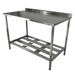 Mesa Aço Inox Profissional 100x70x90 Cm com Espelho e 1 Prateleira Fenestrada Nortinox Stander - 1