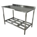 Ver imagem 1 de Mesa Aço Inox Profissional 100x70x90 Cm com Espelho e 1 Prateleira Fenestrada Nortinox Stander