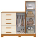 Ver mais imagens de Cômoda Sapateira com Espelho 2 Portas 5 Gavetas Trieste A04 Cinamomo Off White - Lyam Decor