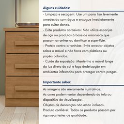 Mesa de Cabeceira 3 Gavetas Baião Marrom Amêndoa Clean - 9 Mesa de Cabeceira 3 Gavetas Baião Marrom Amêndoa Clean - 9