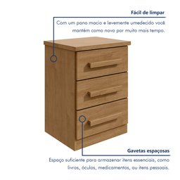 Mesa de Cabeceira 3 Gavetas Baião Plus  - 4