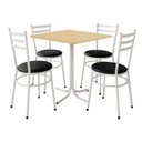 Ver imagem 1 de Conjunto Mesa Branca 70x70cm Tampo Pinus com 4 Cadeiras Epoxi
