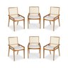 Kit 6 Cadeiras Madeira Maciça Encosto em Tela Assento Estofado Siena  - 1