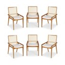 Ver imagem 1 de Kit 6 Cadeiras Madeira Maciça Encosto em Tela Assento Estofado Siena