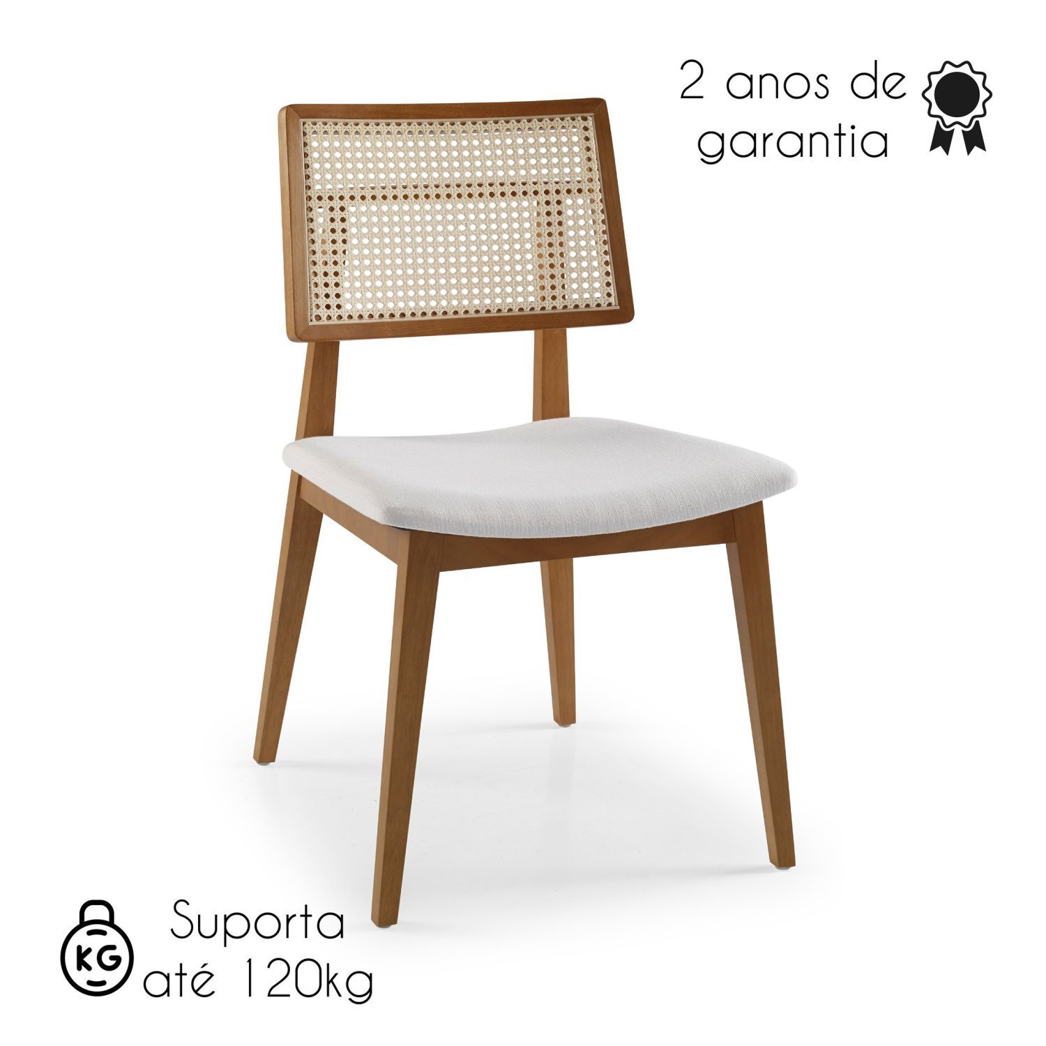 Kit 6 Cadeiras Madeira Maciça Palermo Encosto Tela Assento Estofado Móveis Clement - 9