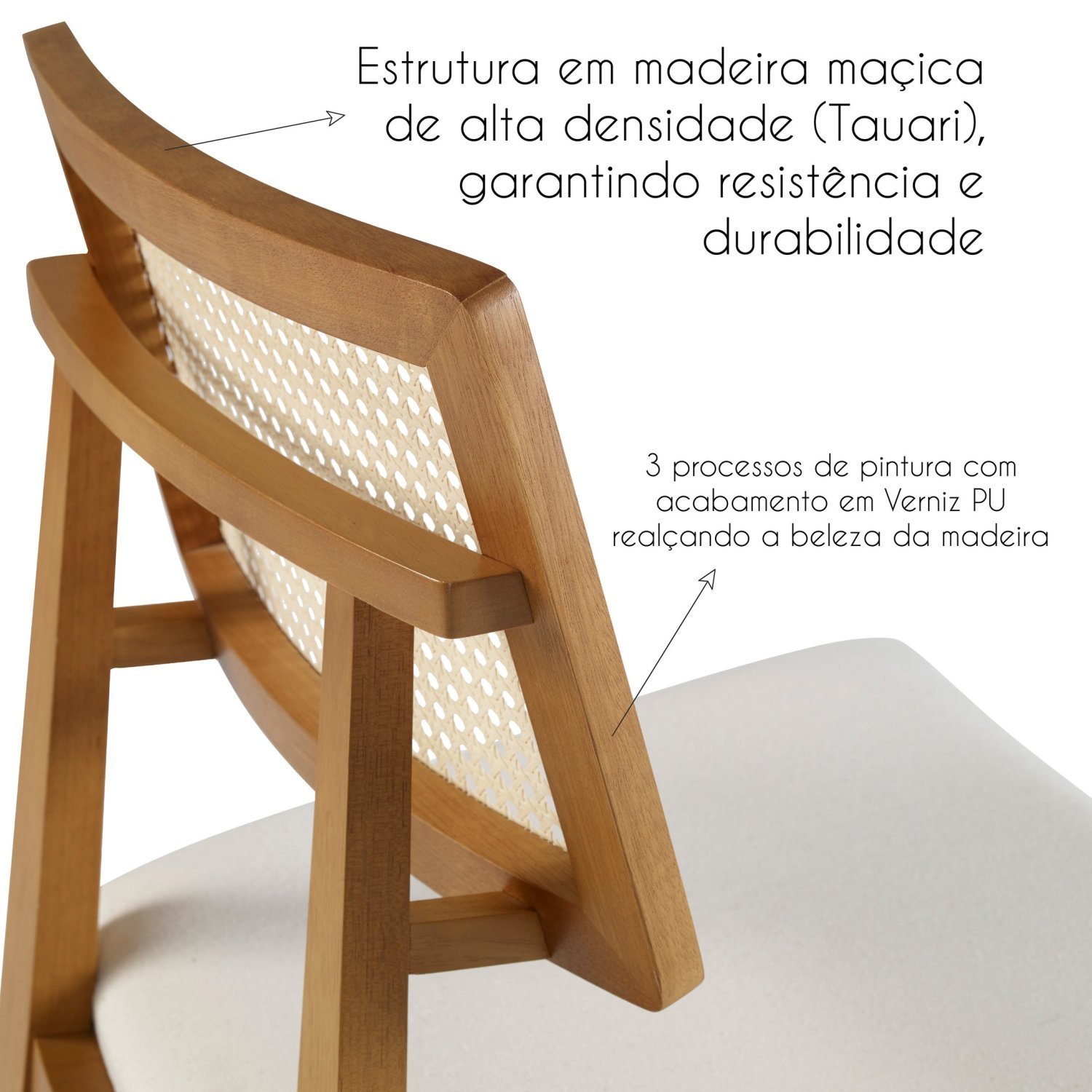 Kit 6 Cadeiras Madeira Maciça Palermo Encosto Tela Assento Estofado  - 12