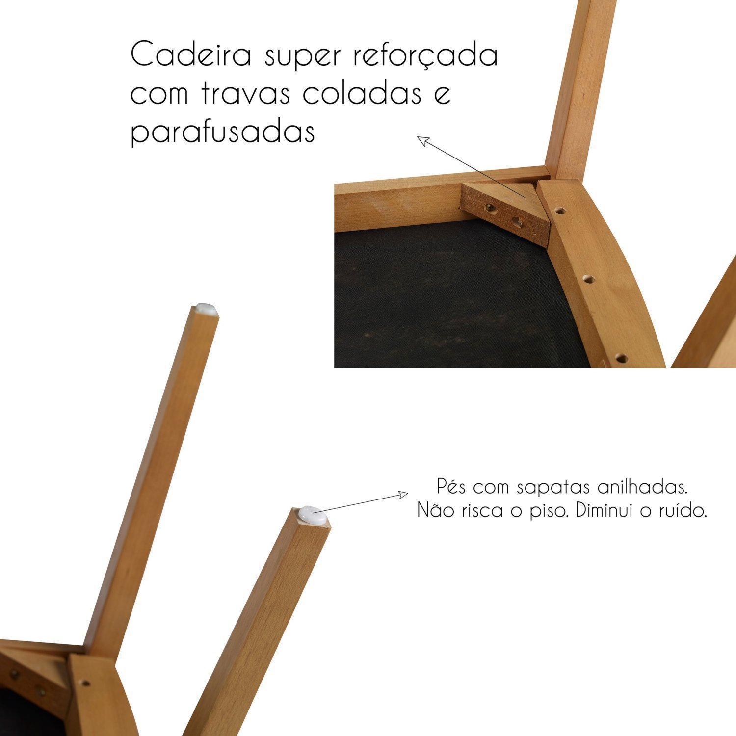 Kit 6 Cadeiras Madeira Maciça Palermo Encosto Tela Assento Estofado Móveis Clement - 13