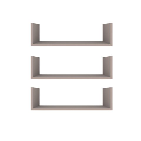 Kit 3 Prateleiras U Decorativas Multiuso em Mdf Plancasa:sal Rosa