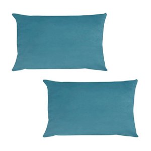 Kit 2 Capas para Almofada em Veludo Liso Retangular 60x40 Cor:azul Turquesa