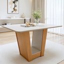Ver imagem 1 de Mesa de Jantar 4 Lugares Tampo MDF Apogeu Marrom Amêndoa Clean/Off White