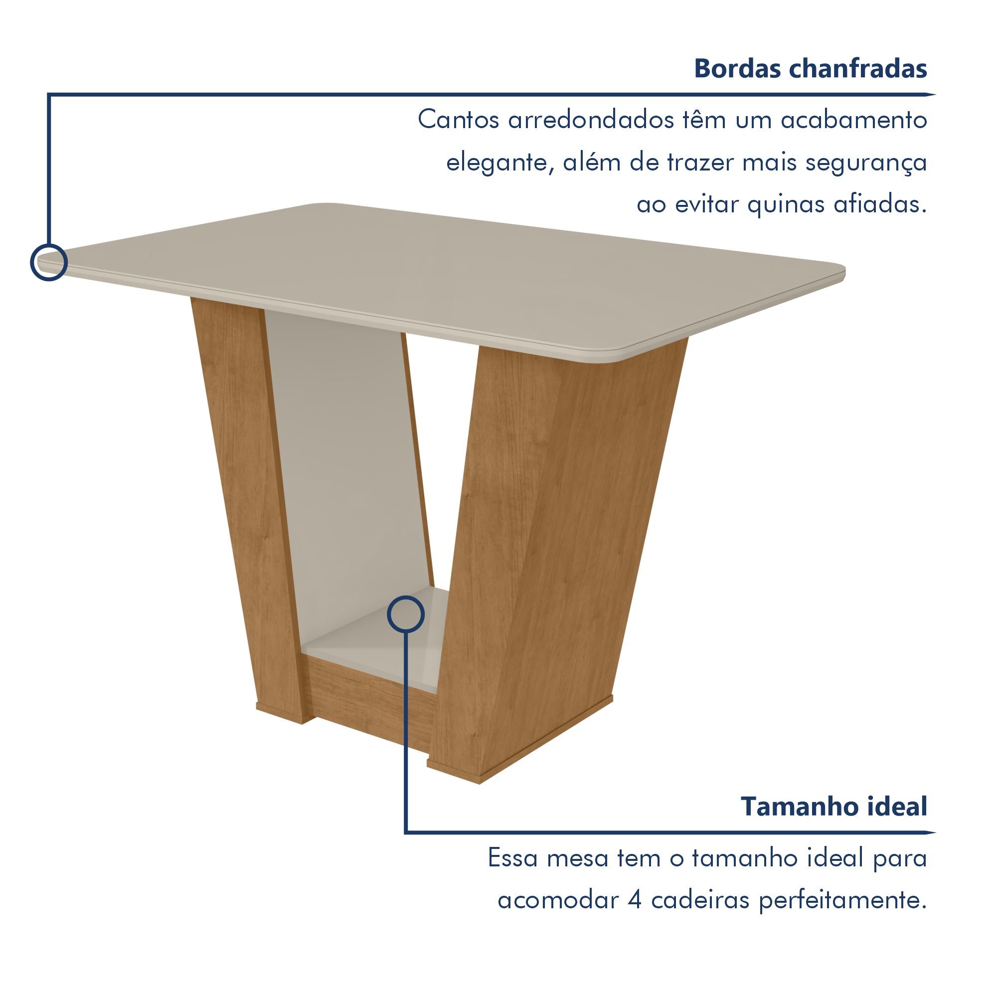 Mesa de Jantar 120x80cm Tampo MDF Apogeu  - 4