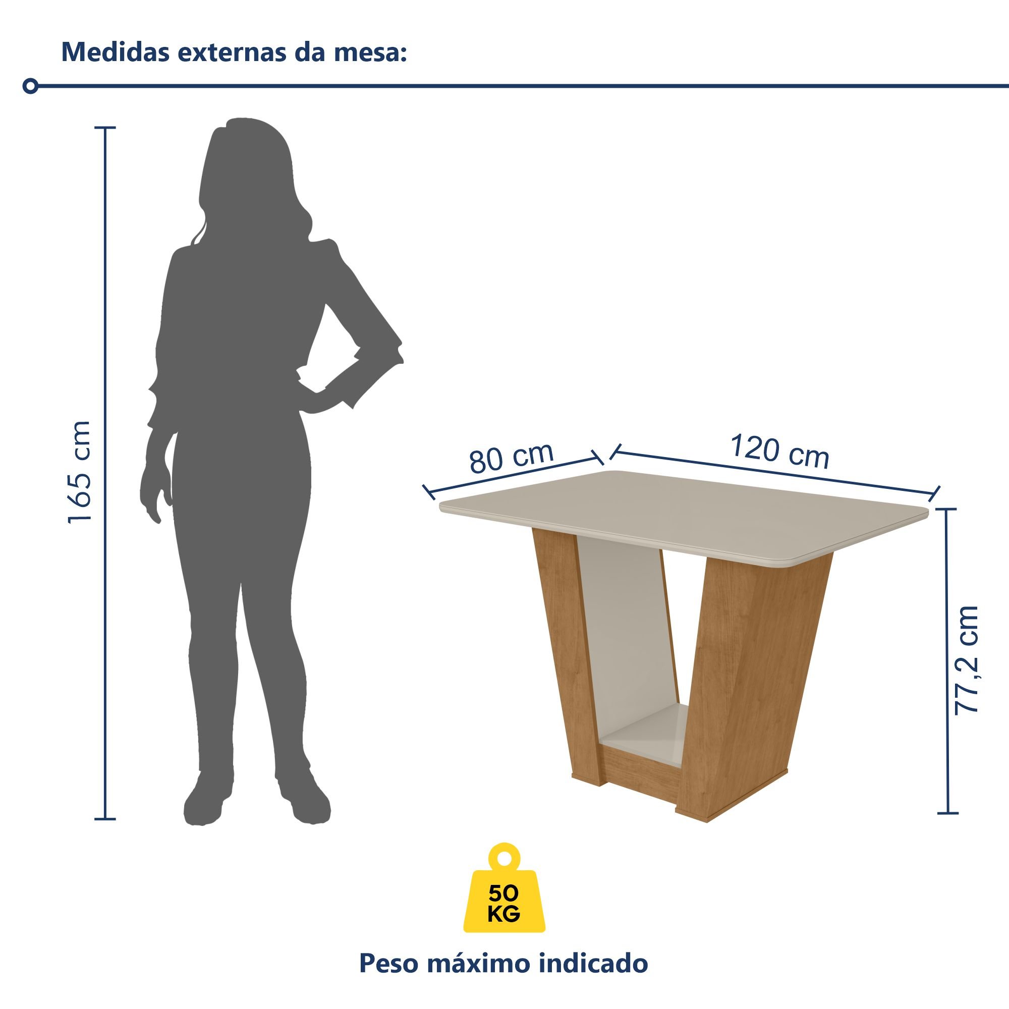 Mesa de Jantar 120x80cm Tampo MDF Apogeu  - 7