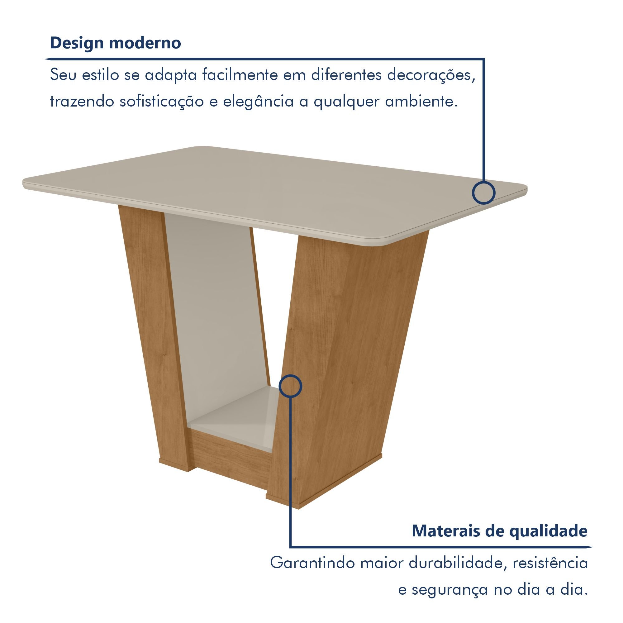 Mesa de Jantar 120x80cm Tampo MDF Apogeu  - 3