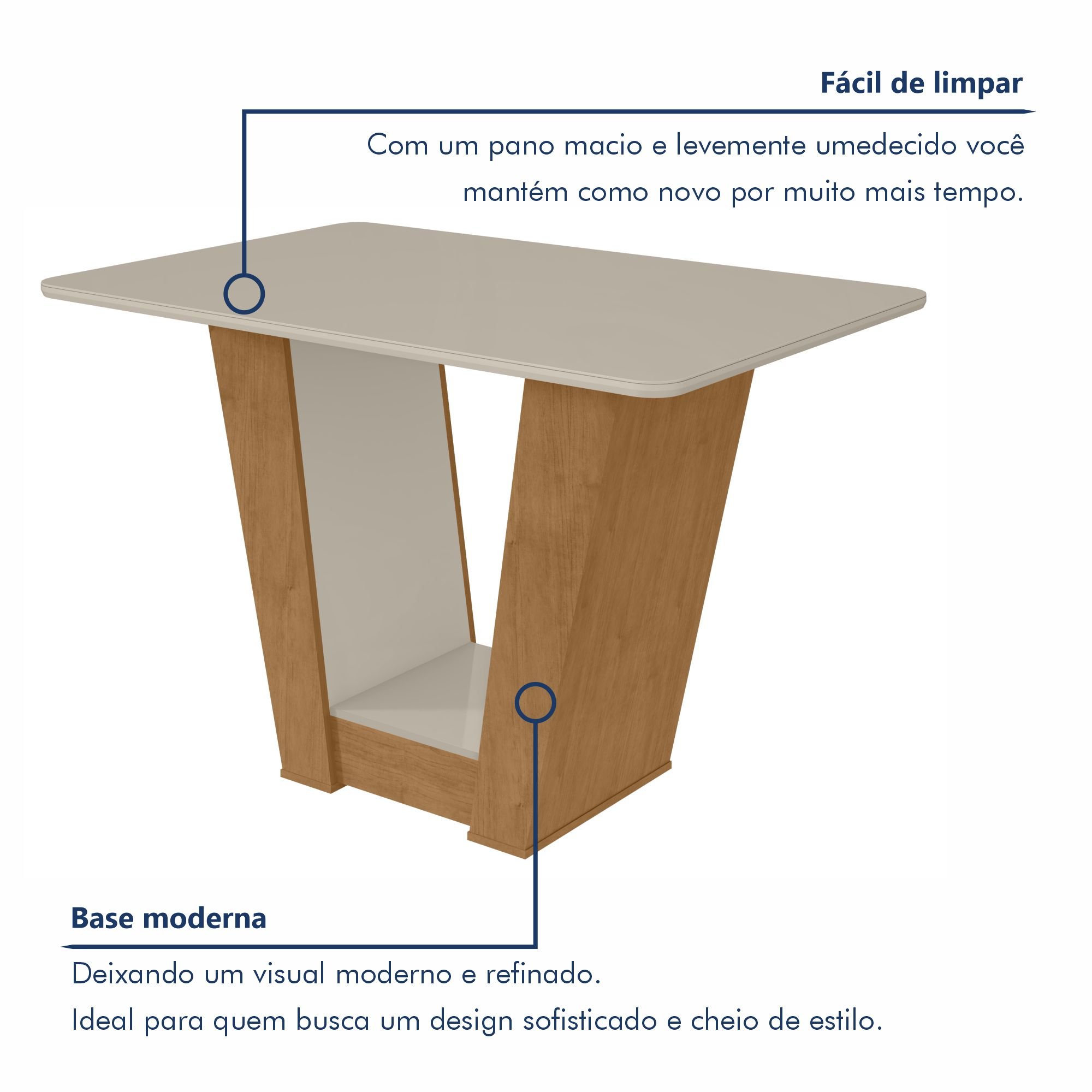 Mesa de Jantar 120x80cm Tampo MDF Apogeu  - 5