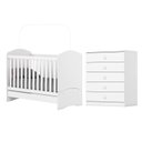 Ver imagem 1 de Jogo de Quarto Infantil Cômoda e Berço Bala de Menta Branco - Henn