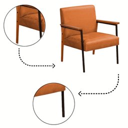 Poltrona Fontana Veludo Terracota Base em Metal Preto e Madeira - 5