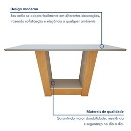Mesa de Jantar Retangular 6 Lugares 160cm Tampo MDF Apogeu - 6 Mesa de Jantar Retangular 6 Lugares 160cm Tampo MDF Apogeu - 6