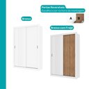 Ver mais imagens de Guarda Roupa Solteiro 2 Portas Darvi Carraro Ripado Branco com Freijó