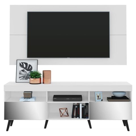 Rack com Painel e Suporte TV 65" Retrô com Espelho Flórida Multimóveis V3142