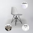 Ver imagem 3 de Mesa De Jantar Eames Eiffel 90cm Amêndoa Quadrada Com 4 Cadeiras Brancas Base De Ferro Preto