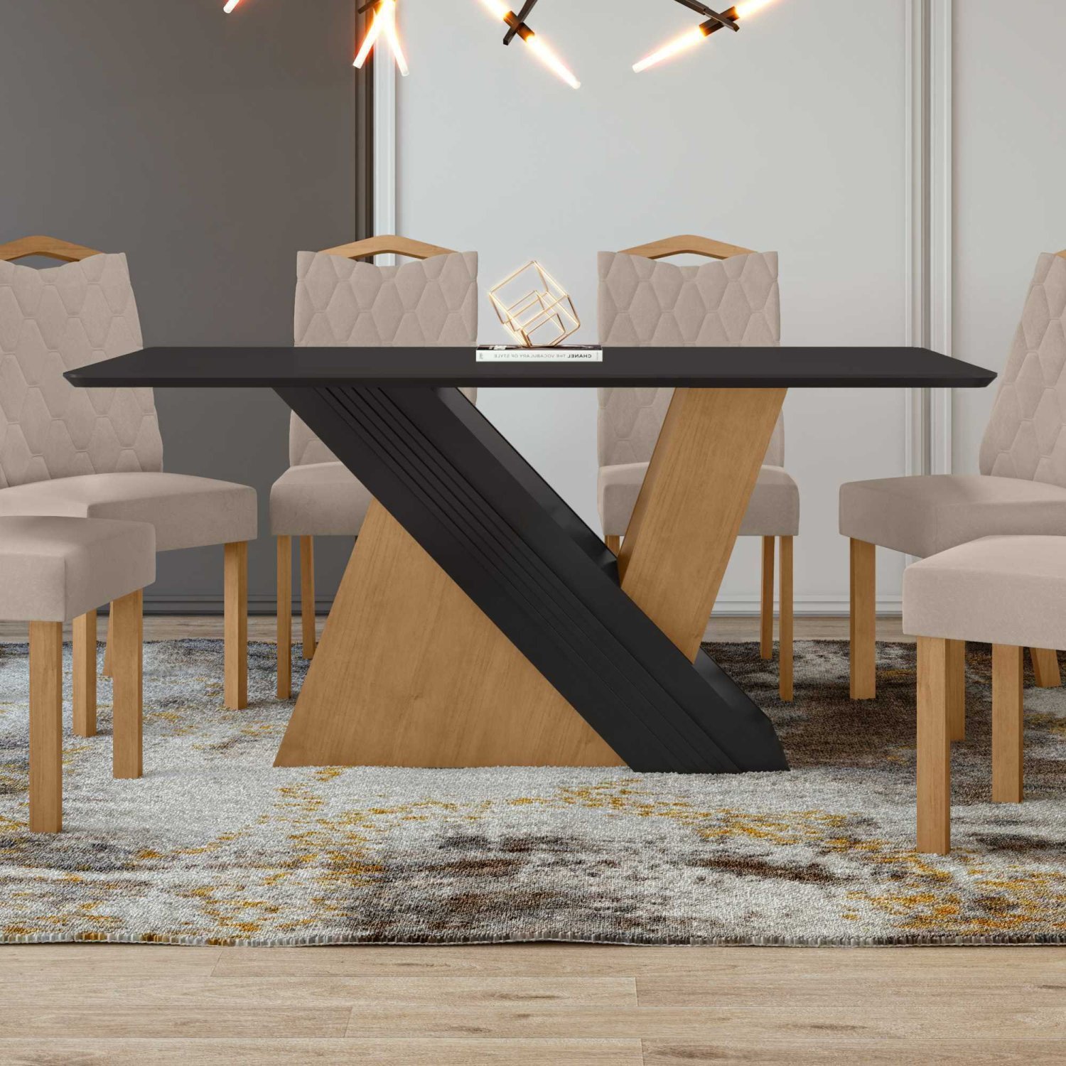 Mesa de Jantar Retangular 6 Lugares 170cm Tampo MFD Vênus   - 2