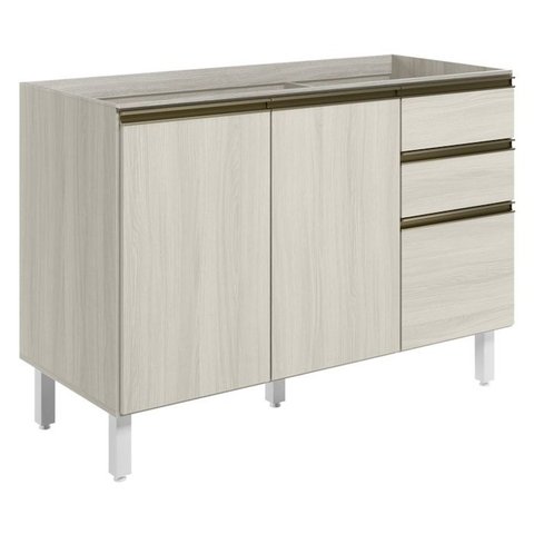 Balcao para Pia 2p 3g 120cm Mdf Kali 16417 Bianco Toq Bianco Toq Nicioli