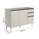 Ver imagem 3 de Balcao para Pia 2p 3g 120cm Mdf Kali 16417 Bianco Toq Bianco Toq Nicioli